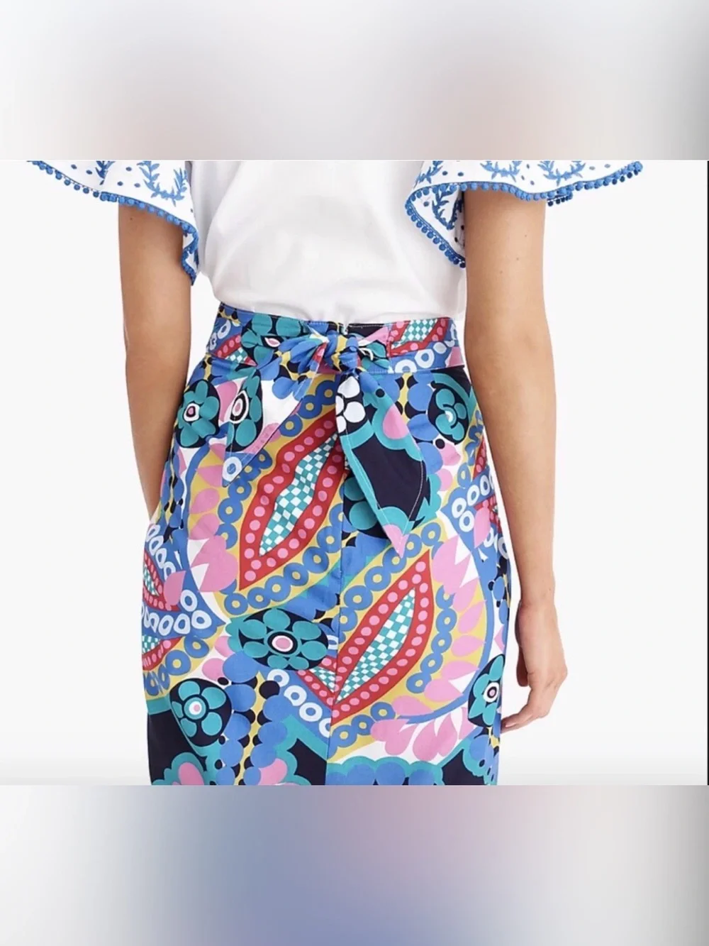 J Crew Tie Back Tulip Pencil Skirt in Ratti Kaleidoscope, Size 8